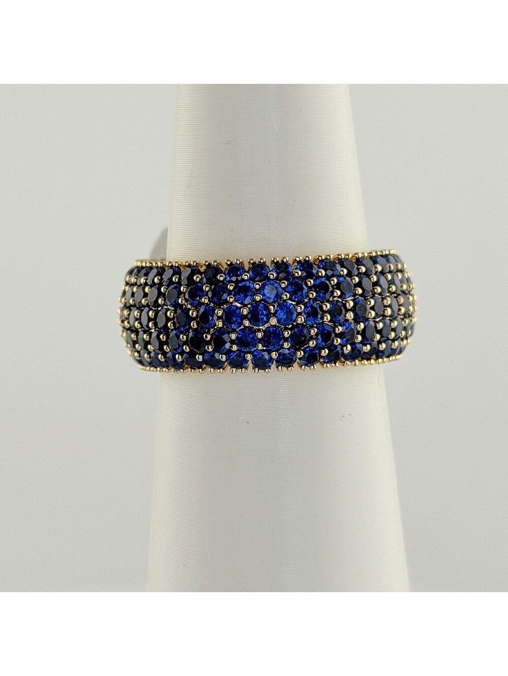 Bomb Party September Sz 9 "Clearly It’s A Yes" Lab Created Sapphire Yellow Gold